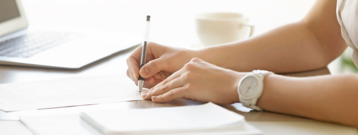 Woman filling out forms